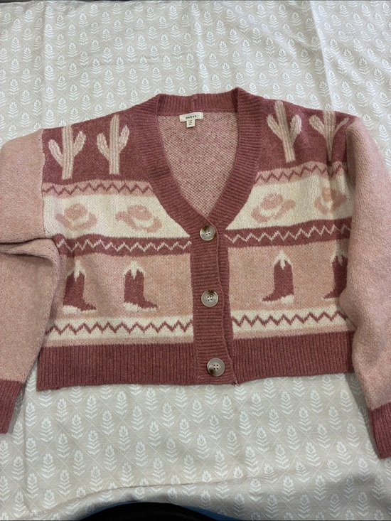 & Other Stories Sweaters - & Other Stories Pink Western Motif Button-Front Cardigan
